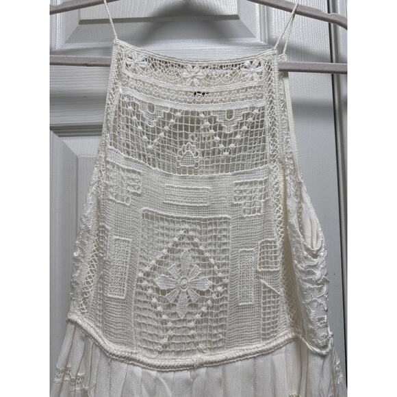 Free People Emily Dress White Crochet Square Neck Tiered Mini Dress Size XS - Picture 6 of 10